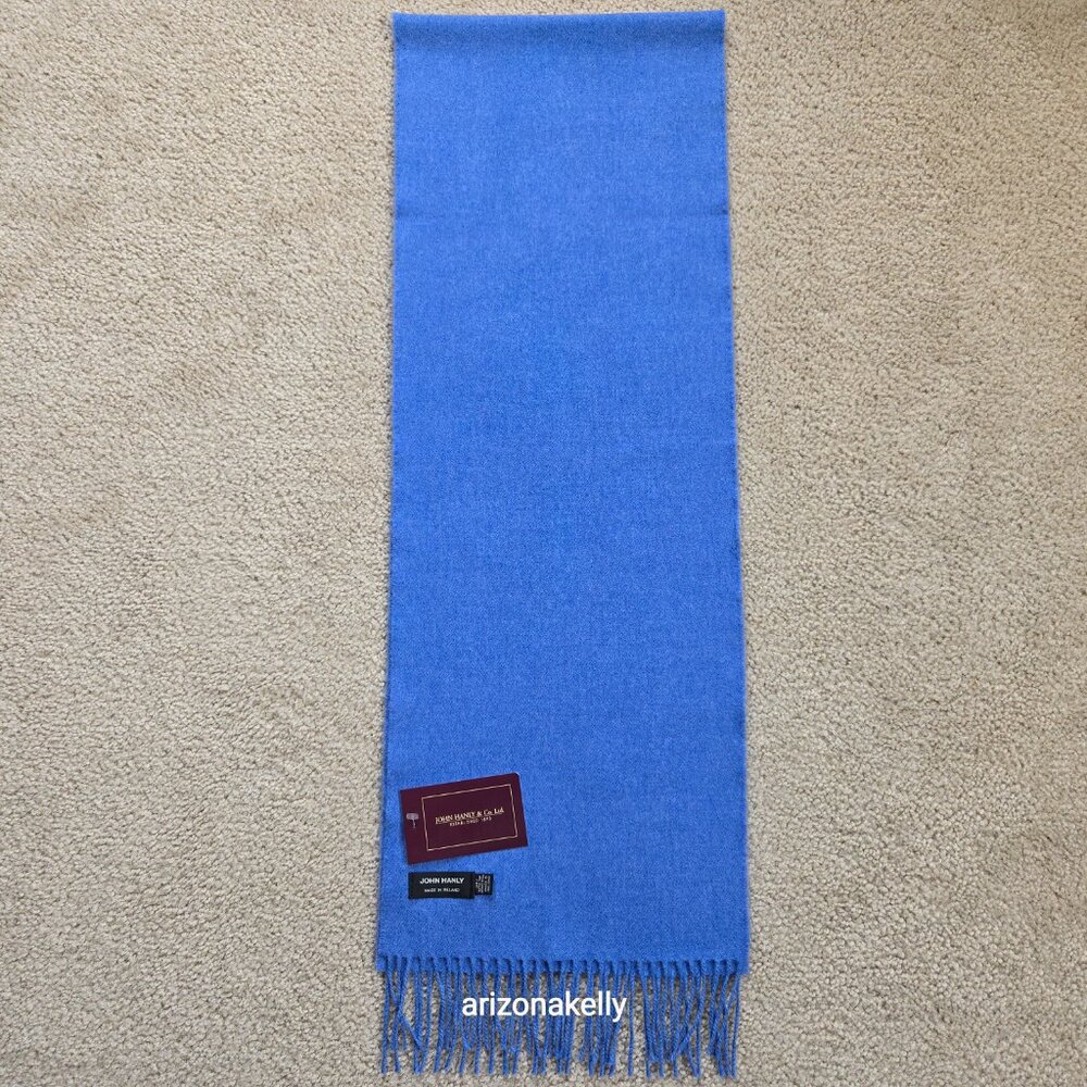 NWT John Hanly Extra Fine Merino Wool Scarf Blue - Picture 9 of 10